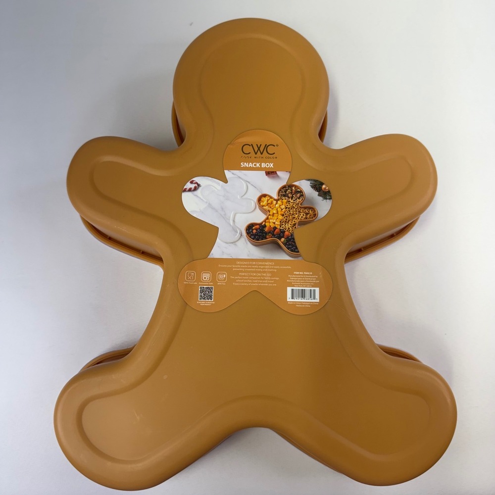 Cook With Color Gingerbread Man Snack Box Christmas Holiday Tray New Open Bag - Picture 3 of 4